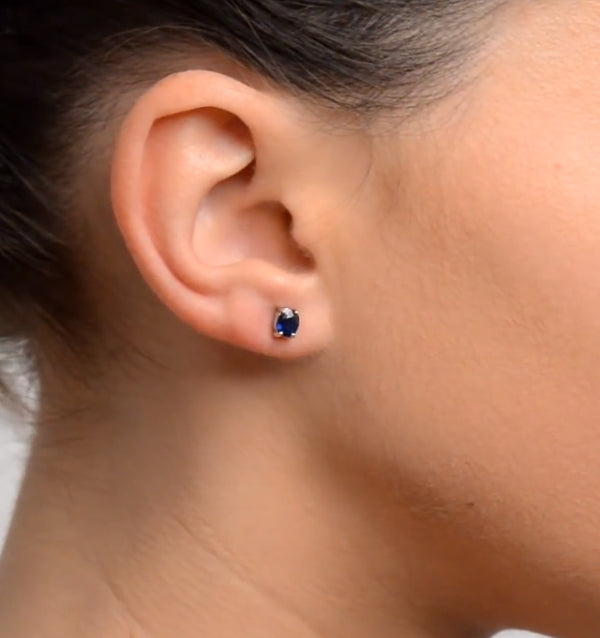 Sapphire 5mm x 4mm 0.80ct 9K White Gold Earrings